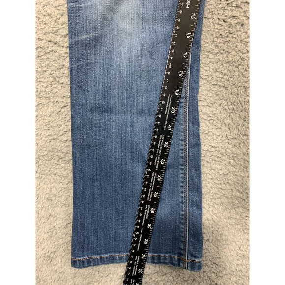 J. JILL Authentic Slim Boot Cut Denim Blue Jeans Stretch Size 8 Distressed Knees - Picture 10 of 11